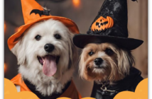 UM PARKPETS COM PEGADAS DE HALLOWEEN